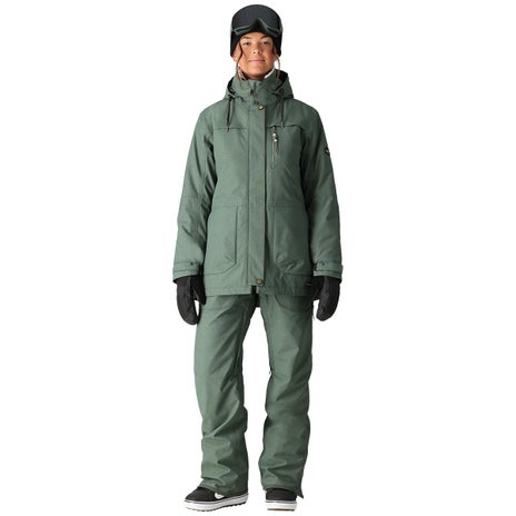 686 Black Magic Insulated Bib Pant in Cypress Green Dobby