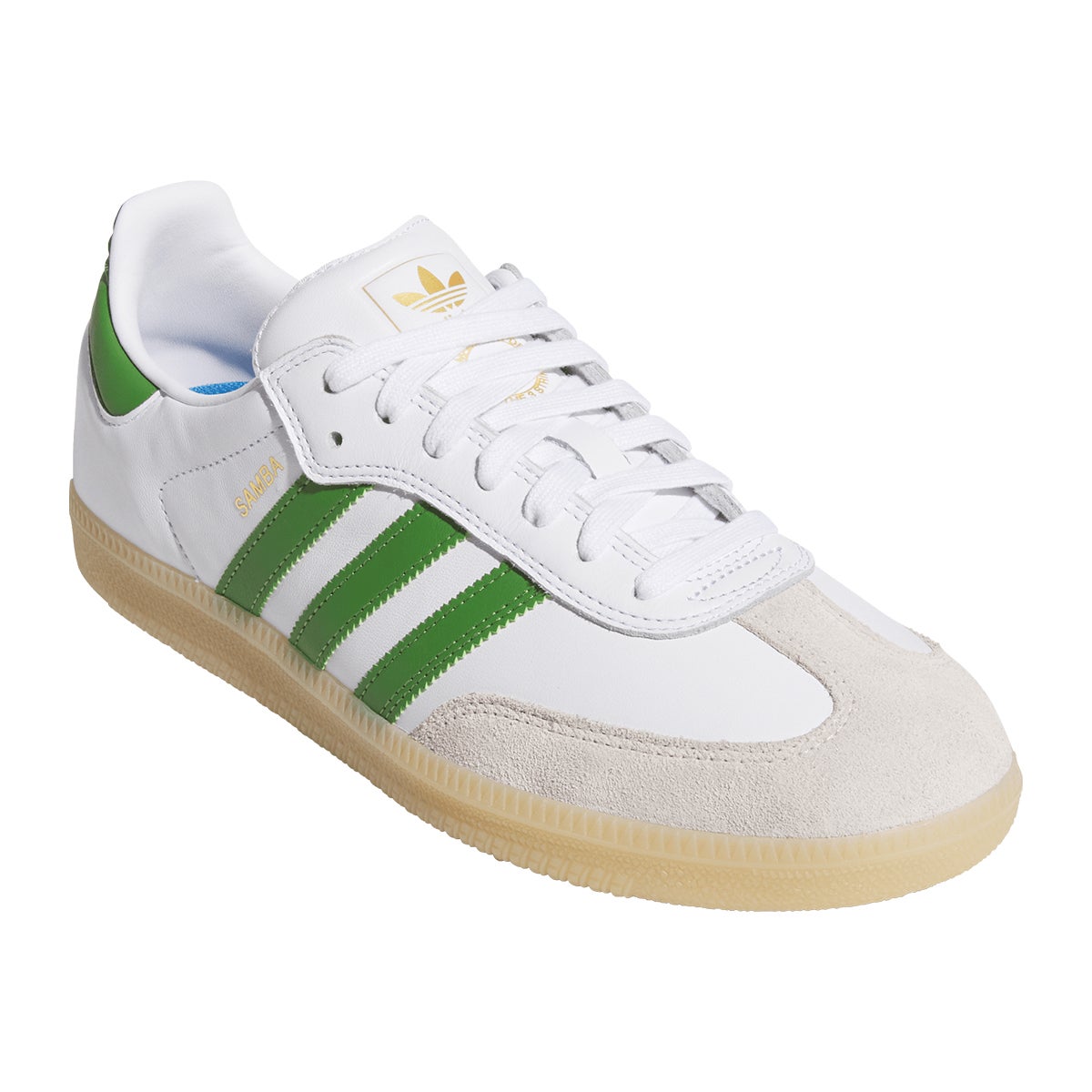 Adidas Samba ADV Shoe in White/Crew Green/Gum | Boardertown