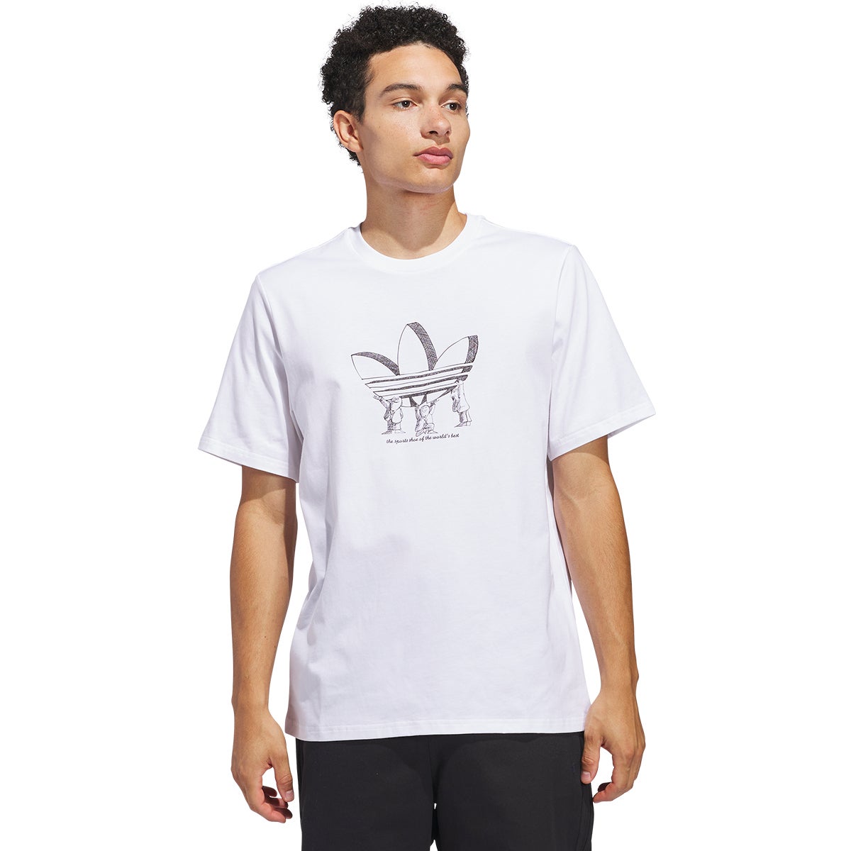 Adidas Treefoil Lift Tee in White/Dark Brown | Boardertown