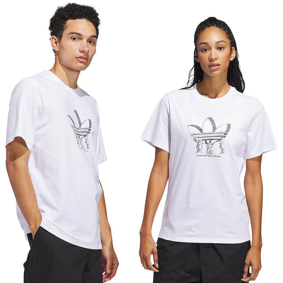 Adidas Treefoil Lift Tee in White/Dark Brown | Boardertown