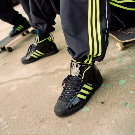 Adidas x Always Pro Model ADV Shoes in Black/Solar Slime/Navy