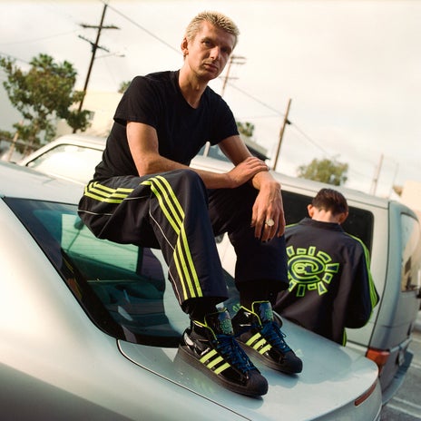 Adidas x Always Track Pant in Black/Solar Slime