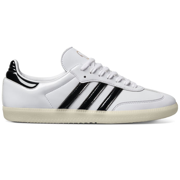Adidas X Jason Dill Samba Patent Leather Shoe in White/Black/Gold