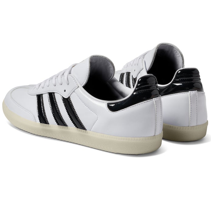 Adidas X Jason Dill Samba Patent Leather Shoe in White/Black/Gold