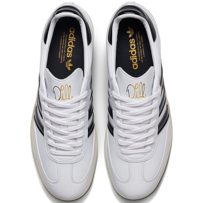 Adidas X Jason Dill Samba Patent Leather Shoe in White/Black/Gold