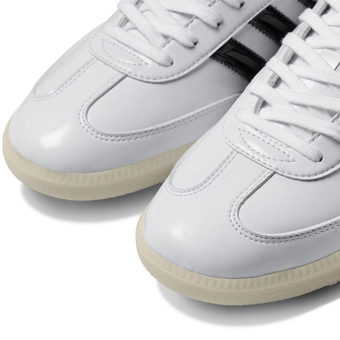 Adidas X Jason Dill Samba Patent Leather Shoe in White/Black/Gold