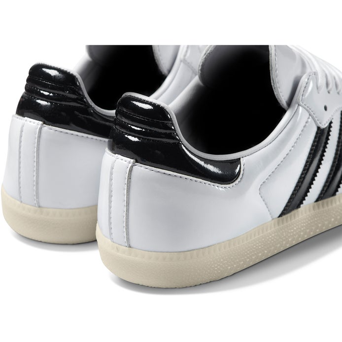 Adidas X Jason Dill Samba Patent Leather Shoe in White/Black/Gold