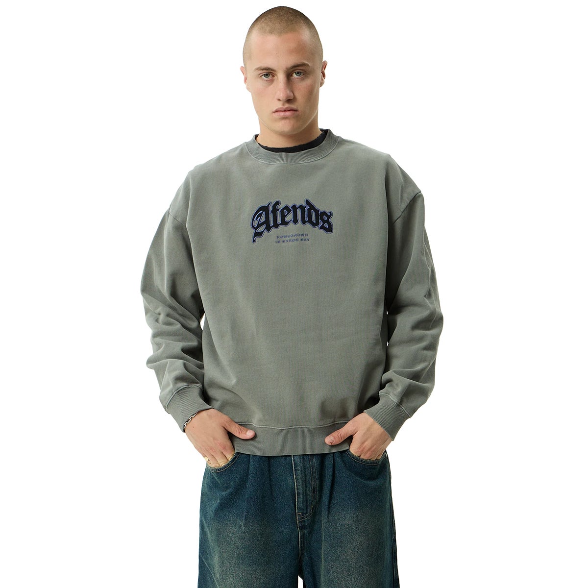 Afends Home Recycled Crew Neck in Washed Sycamore | Boardertown