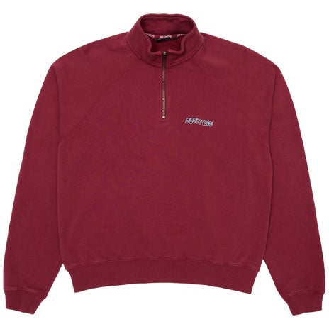 Afends Quartz Zip Recycled Ragland Quarter Zip Crew in Burgundy
