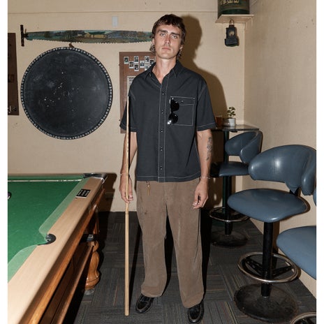 Afends Techno Hemp S/S Shirt in Black