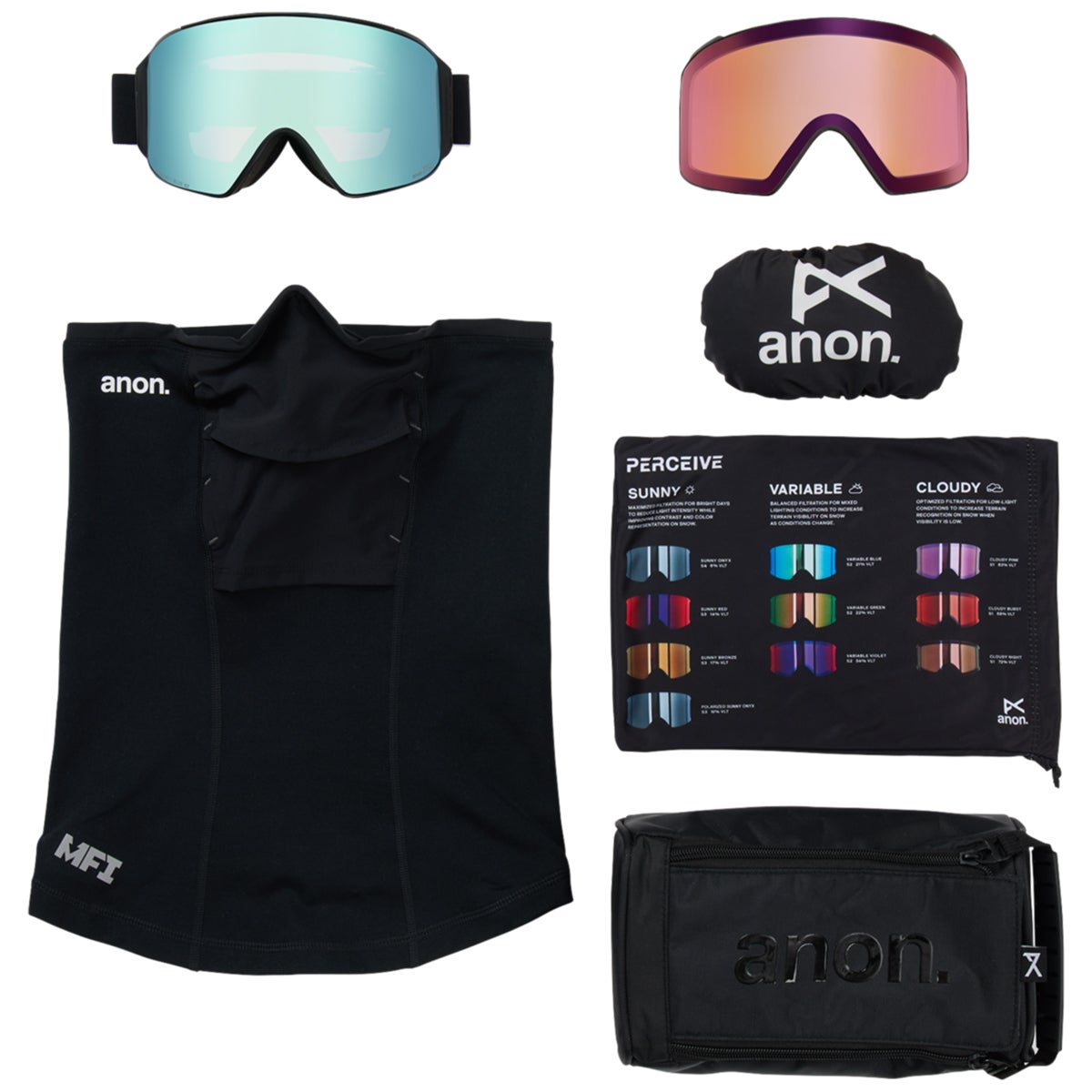 Anon M4 Cylindrical Low Bridge Goggles + Bonus Lens + MFI Face