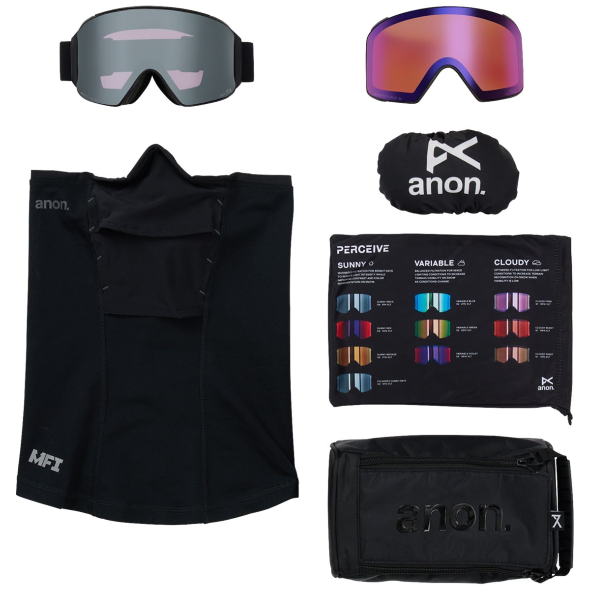 Anon M4 Cylindrical Low Bridge Goggles + Bonus Lens + MFI Face