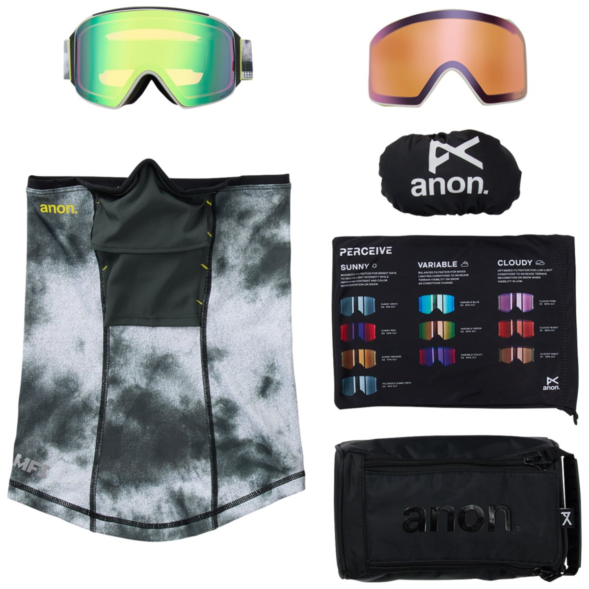 Anon M4 Cylindrical Low Bridge Goggles + Bonus Lens + MFI Face