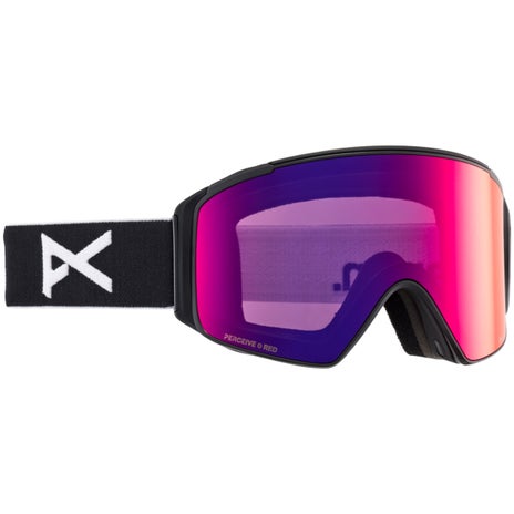 Anon M4S Cylindrical Goggles + Bonus Lens + MFI Face Mask in Black/Perceive Sunny Red