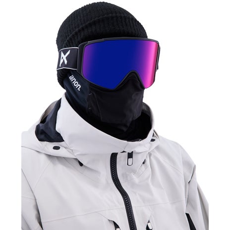 Anon M4S Cylindrical Goggles + Bonus Lens + MFI Face Mask in Black/Perceive Sunny Red