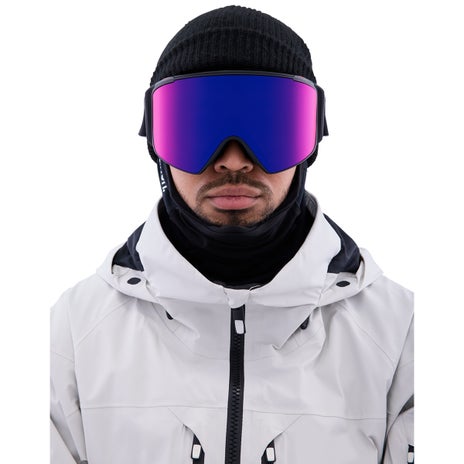 Anon M4S Cylindrical Goggles + Bonus Lens + MFI Face Mask in Black/Perceive Sunny Red