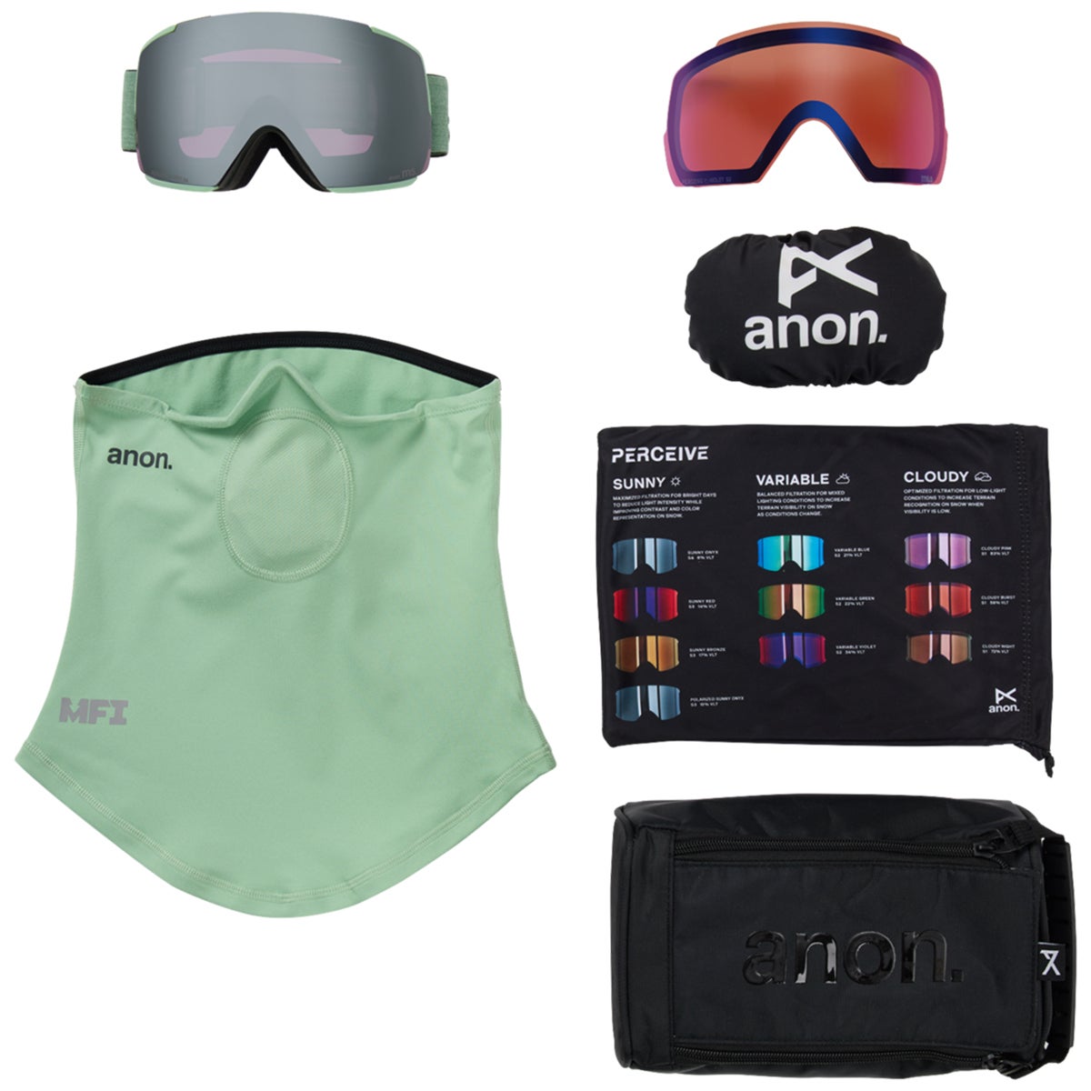 Anon M5 Low Bridge Goggles + Bonus Lens + MFI Face Mask in Soft