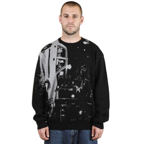 Beyond Medals Jacquard Knit Sweater in Black
