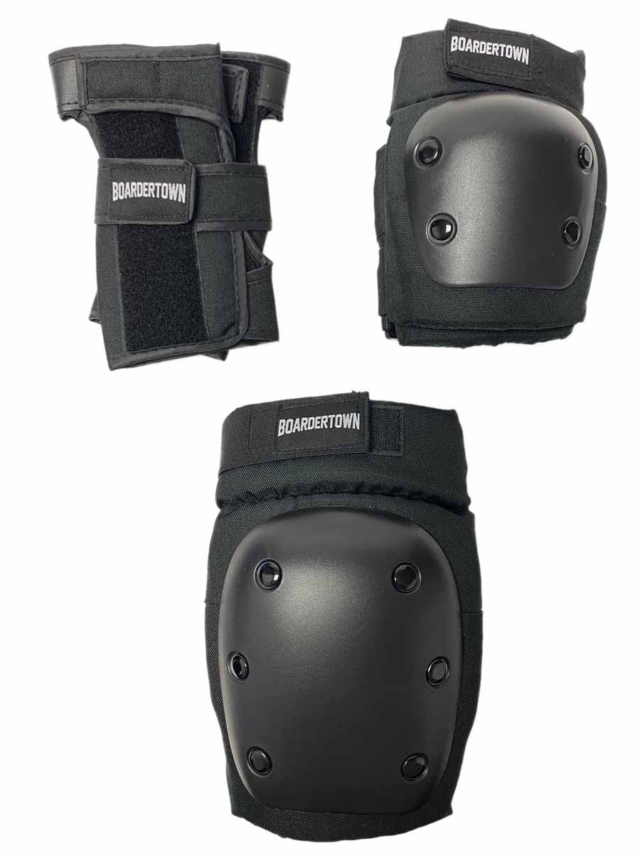 Boardertown Beginner Skateboard Pad Set in Black Boardertown