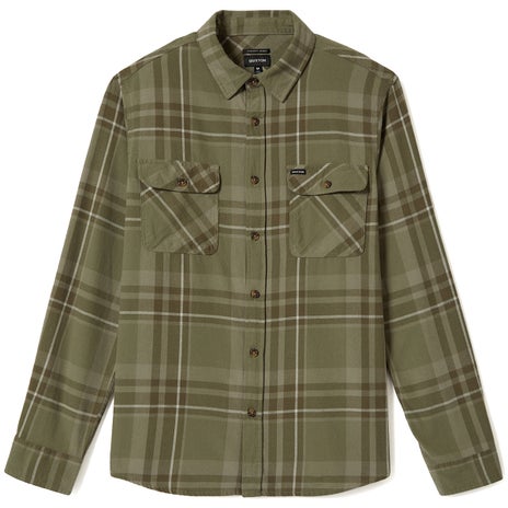 Brixton Seagaze Flannel L/S Shirt in Vetiver Grey/Olive Surplus