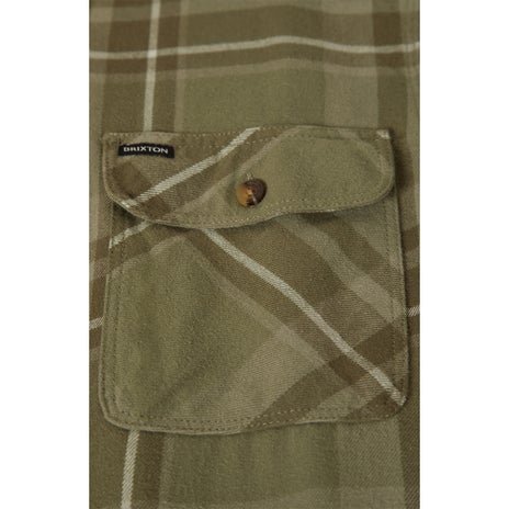 Brixton Seagaze Flannel L/S Shirt in Vetiver Grey/Olive Surplus