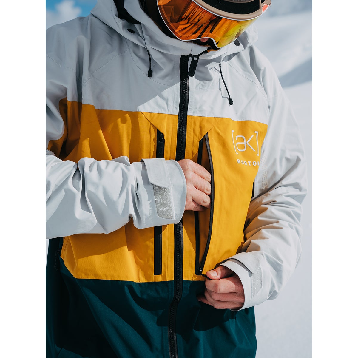 Burton [ak] Swash Gore-Tex 2L Jacket in Grey Cloud/Golden Rod/Deep Emerald  | Boardertown