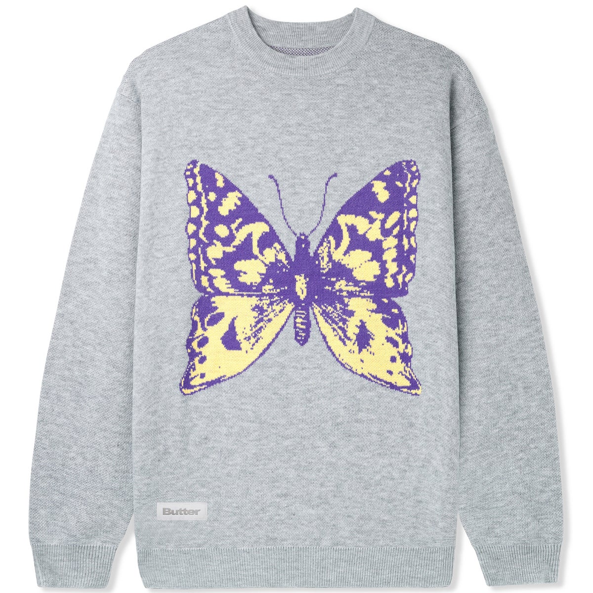 Butter Goods Butterfly Knit Sweater in Heather Grey Boardertown