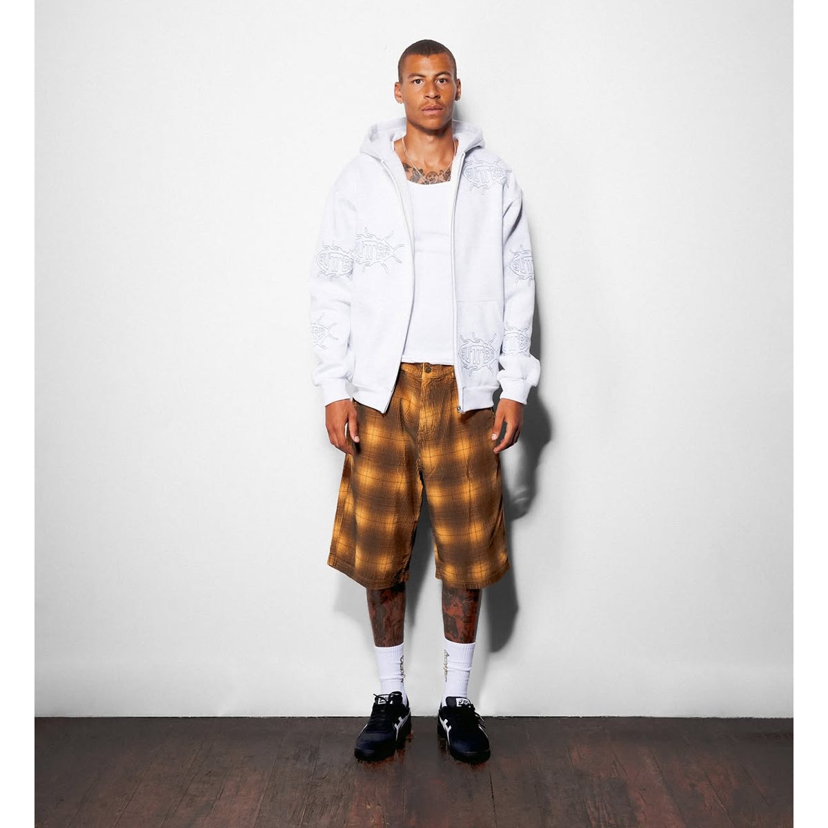 Butter Goods Cord Work Shorts in Mustard Plaid | Boardertown