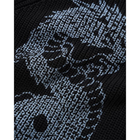 Butter Goods Dragon Zip-Thru Knit Sweater in Black