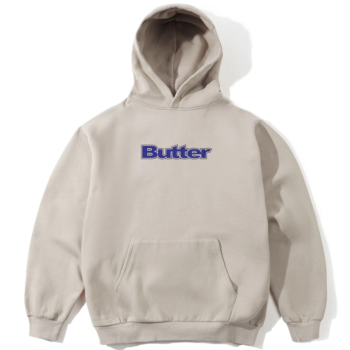 Butter Goods Outline Logo Pullover Hood in Bone Boardertown