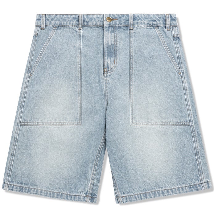 Butter Goods Patch Pocket Denim Shorts in Faded Light Blue