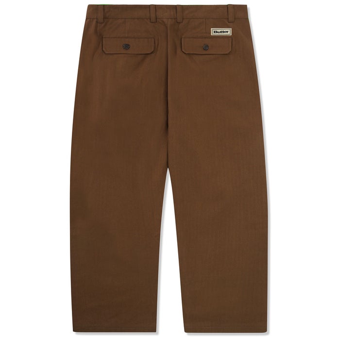Butter Goods Pleated Trousers in Brown