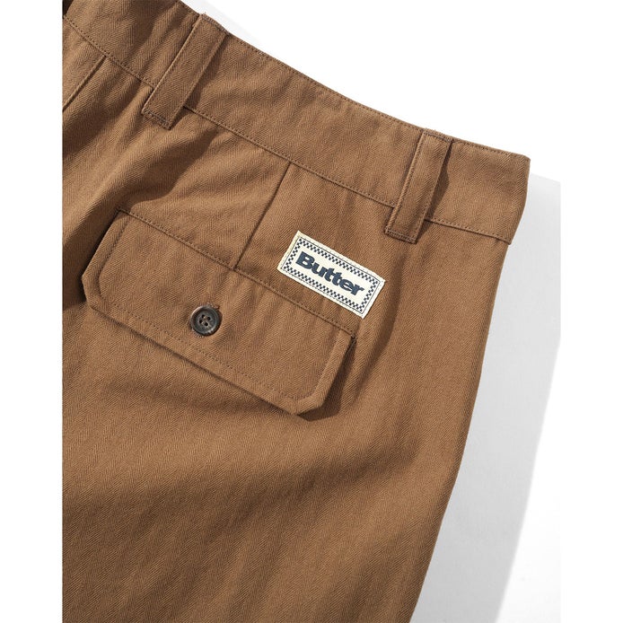 Butter Goods Pleated Trousers in Brown