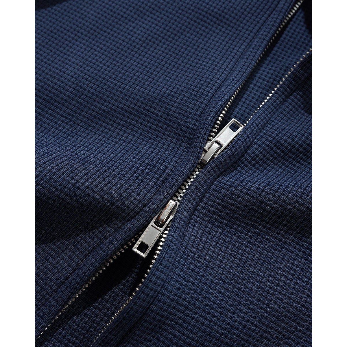 Butter Goods Waffle Zip Thru Hood in Navy Overdye | Boardertown
