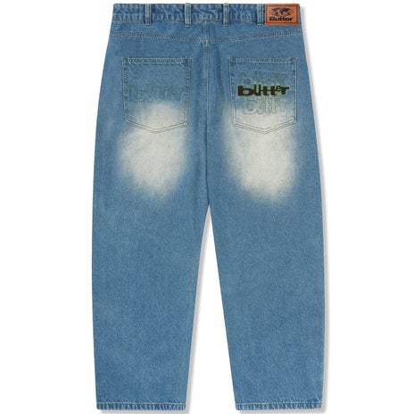 Butter Goods Warped Denim Jeans in Washed Mid Blue