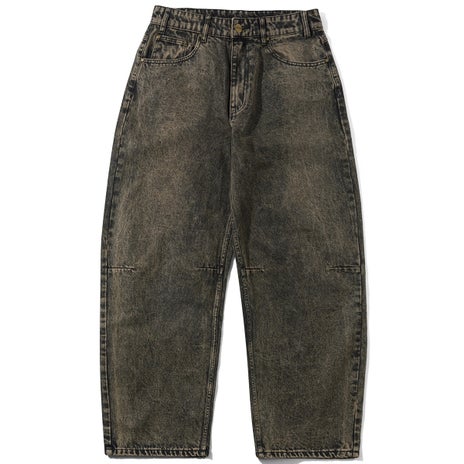 Butter Goods Wide Cut Denim Jeans in Acid Washed Brown