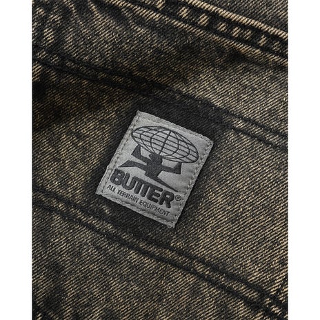 Butter Goods Wide Cut Denim Jeans in Acid Washed Brown