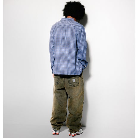 Butter Goods Wide Cut Denim Jeans in Acid Washed Brown