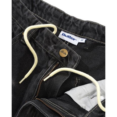 Butter Goods Wide Cut Denim Jeans in Washed Black
