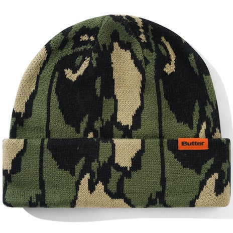 Butter Goods Wipeout Camo Beanie in Green