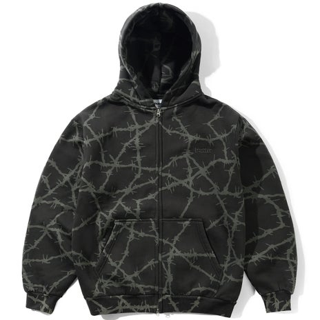 Butter Goods Wired Zip-Thru Hood in Charcoal