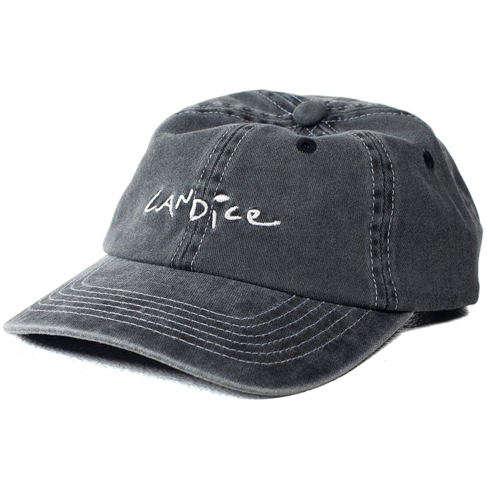 Candice Logo 6 Panel Hat in Washed Black