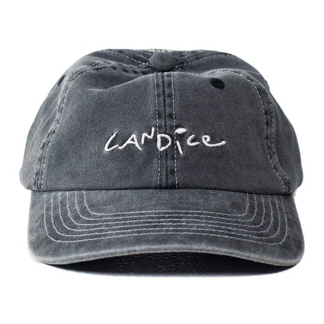 Candice Logo 6 Panel Hat in Washed Black