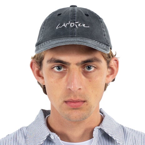 Candice Logo 6 Panel Hat in Washed Black