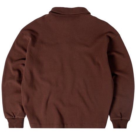 Candice L/S Waffle Polo in Brown