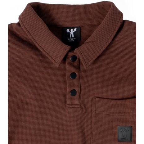 Candice L/S Waffle Polo in Brown