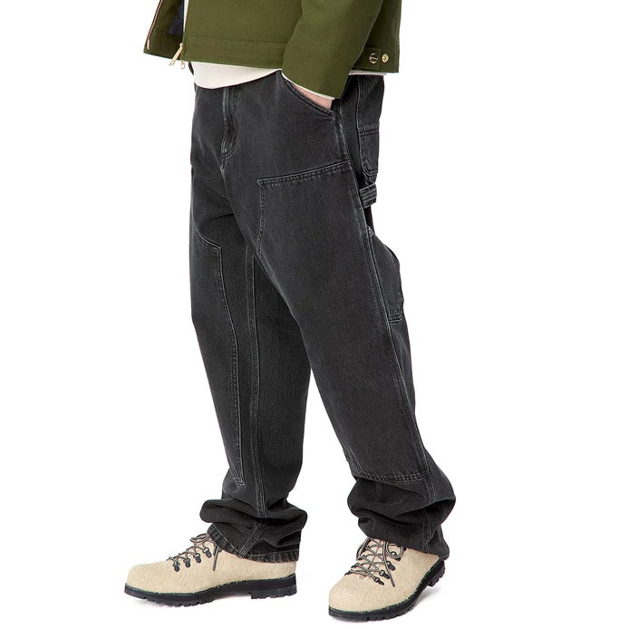 Carhartt WIP Double Knee Pant in Black Stone Washed