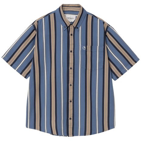 Carhartt WIP S/S Jarrell Shirt in Jarrell Stripe/Blue Iris/Wax