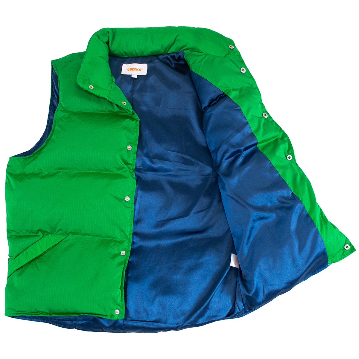 Checks Nylon Down Vest in Green 