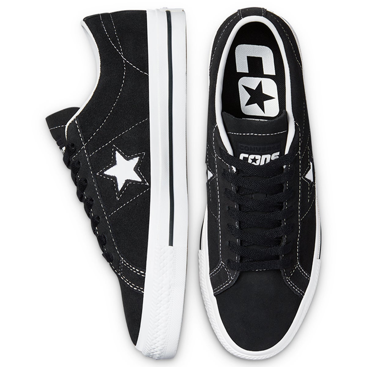 Converse One Star Pro Suede Low Shoes in Black/Black/White